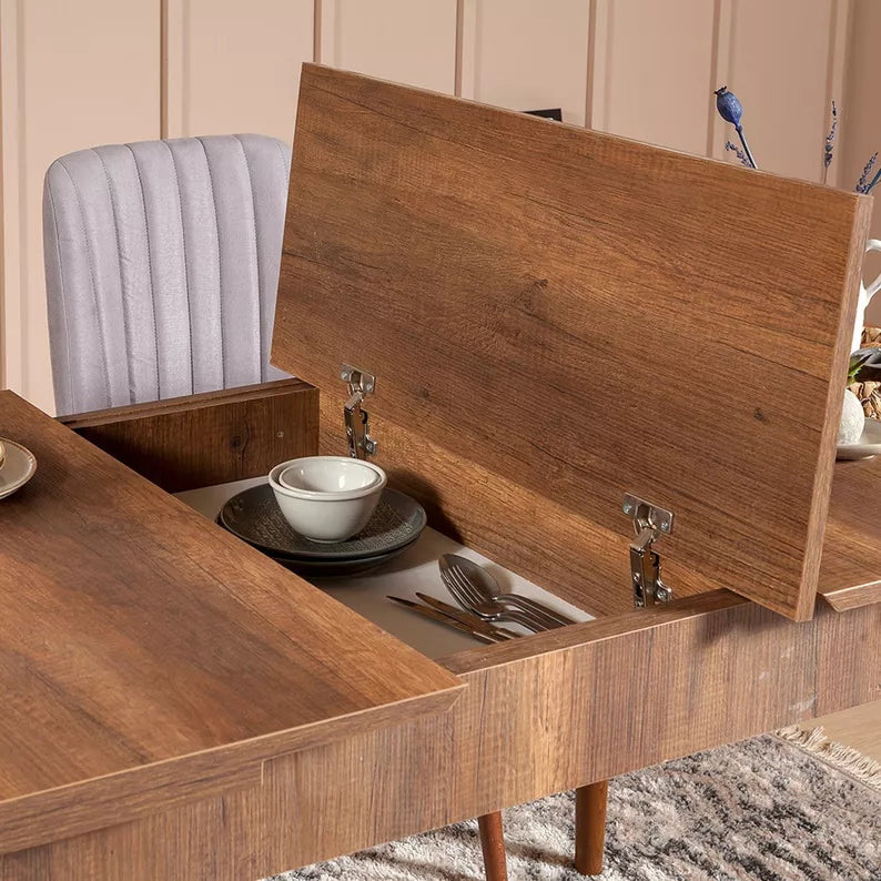 ELIO Pusdienu galds 129-163x80 cm, riekstkoks - N1 Home