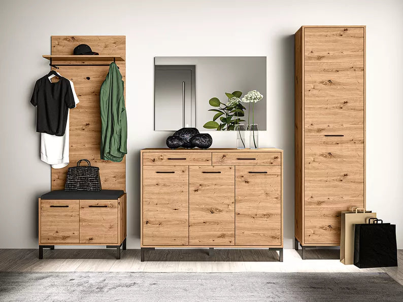 LARTI Apavu skapis 120 cm ar divām atvilktnēm, amatnieka ozols - N1 Home