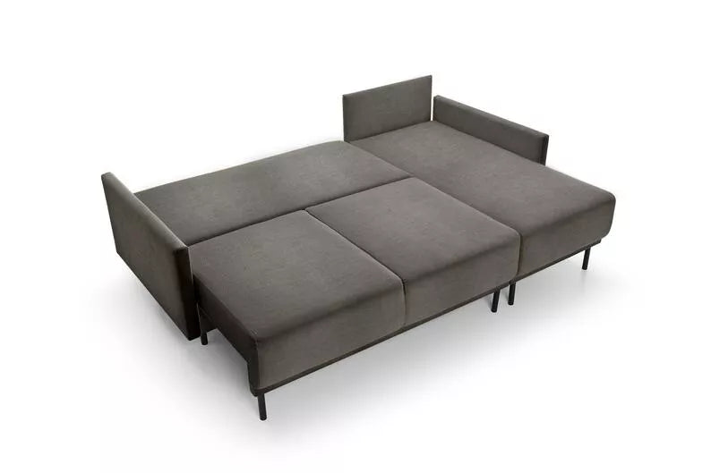 NOMIEL L-formas izvelkamais stūra dīvāns ar konteineru, grafīta hidrofoba audums - N1 Home