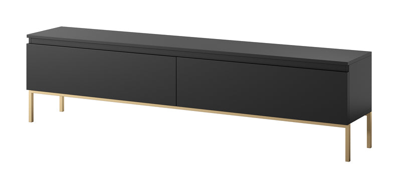MEBBI TV skapis, 175 cm, melns ar zelta kājiņām - N1 Home