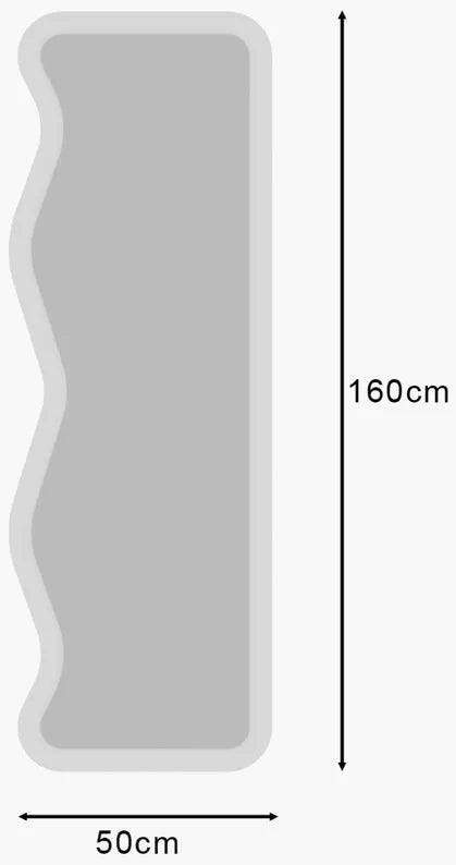 SELE Grīdas spogulis 160x50 cm baltā rāmī ar asimetriskiem viļņiem - N1 Home