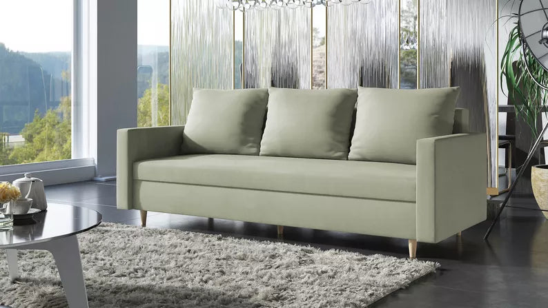 LUTTO Dīvāns ar glabātuvi, izvelkamais, salvijas samts - N1 Home