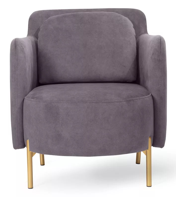 VENESE Kausa krēsls, viegli tīrāms pelēks samts, ar zelta kājām - N1 Home