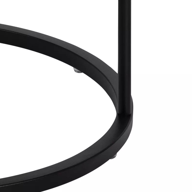 RAVA Apaļš melns naktsgaldiņš ar atvilktni - N1 Home