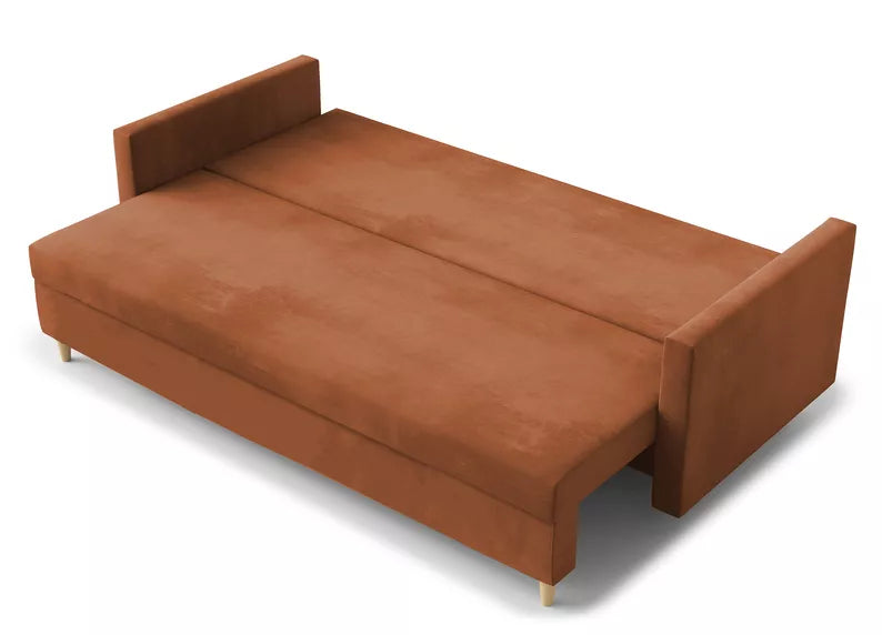 LUTTO Dīvāns ar glabātuvi, izvelkamais, vara samts - N1 Home