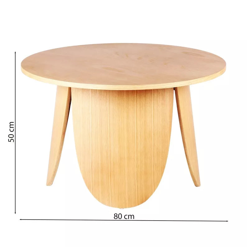 VIALIV Apaļš kafijas galdiņš, diametrs 80 cm, dabīgs ozols - N1 Home