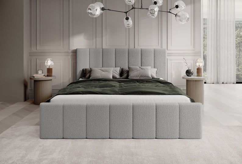 ROMA Mīkstā gulta 140/160/180x200 cm, ar konteineru, pelēka - N1 Home