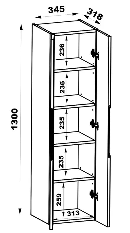 VELAV Vannas istabas komplekts ar izlietnēm uz galda un skapis 175 cm, rievotas fasādes, matēts melns / riekstkoks - N1 Home