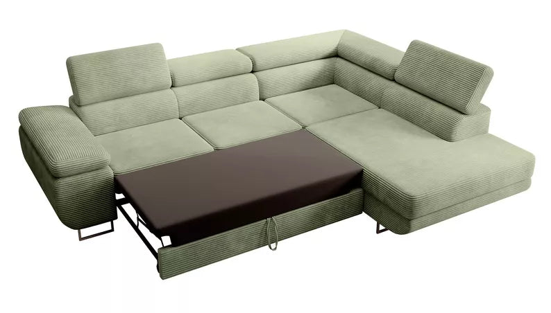 VILSTEV L-formas stūra dīvāns ar gulēšanas funkciju, ar konteineru, salvijas velveta, kreisa/laba puse - N1 Home