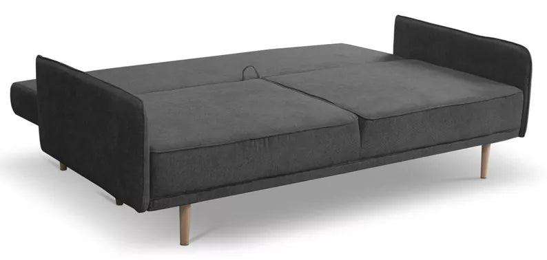 DERSPI Trīsvietīgs tumši pelēks dīvāns no viegli tīrāma auduma - N1 Home