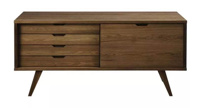 TIANPOR Zemā kumode ar četrām atvilktnēm, kūpināta ozolkoka - N1 Home