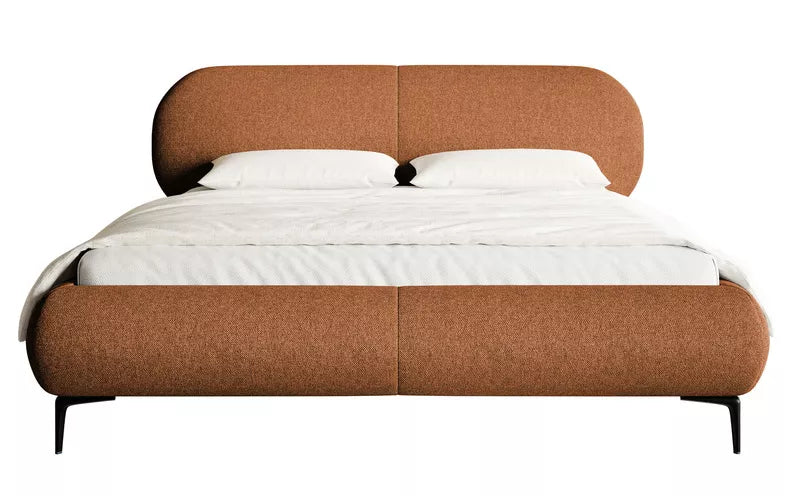 VALEO Polsterēta gulta 140/160/180x200 cm, varš hidrofoba bize, melnas kājas - N1 Home