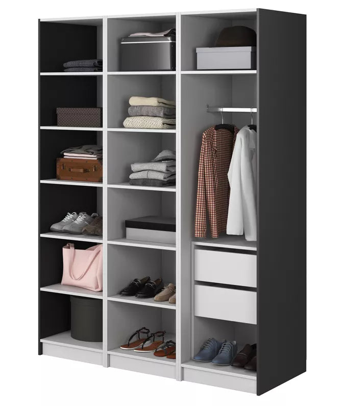 MEFRA Trīsdurvju skapis 150 cm, melns - N1 Home