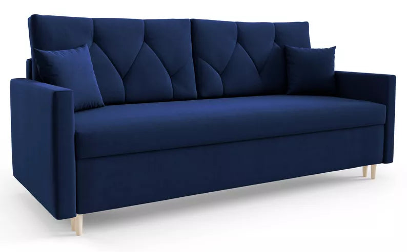 RAZO Dīvāns-gulta ar glabātuvii, tumši zils samts - N1 Home
