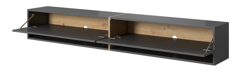 RGO TV skapis, 200 cm, grafīts ar amatnieka ozola ieliktņiem - N1 Home