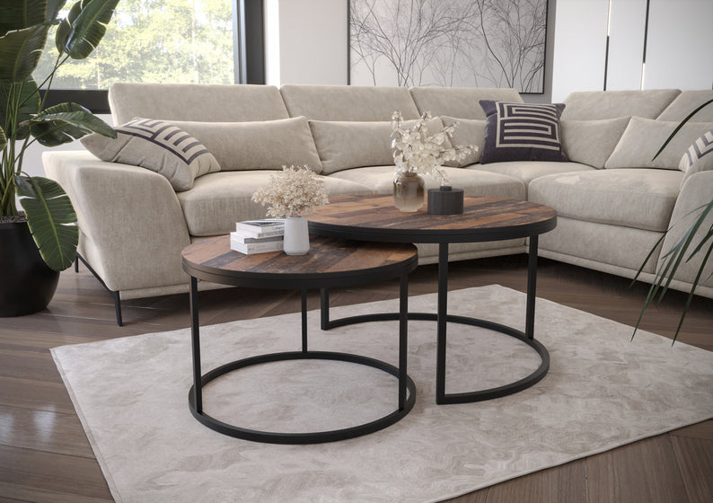 BELLO Divu kafijas galdiņu komplekts, apaļš, 80 un 60 cm, vecais stils - N1 Home