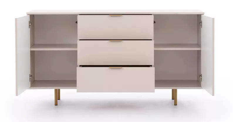 BLAZKA Divdurvju kumode, 150 cm, ar trim atvilktnēm, kašmira lameles - N1 Home