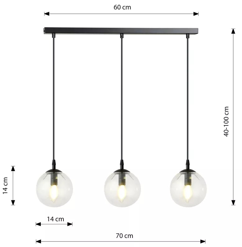 GENEFRE Piekaramā lampa caurspīdīga x3 - N1 Home