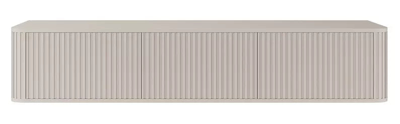 LOVORE Piekarināmais TV skapis ar rievām, trīsdurvju, 163 cm, pelēki bēšs - N1 Home