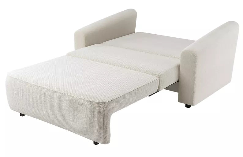 VIOSTE Divvietīgs dīvāns, 110 cm, ar glabātuvi, krēmkrāsas hidrofobs šenils - N1 Home