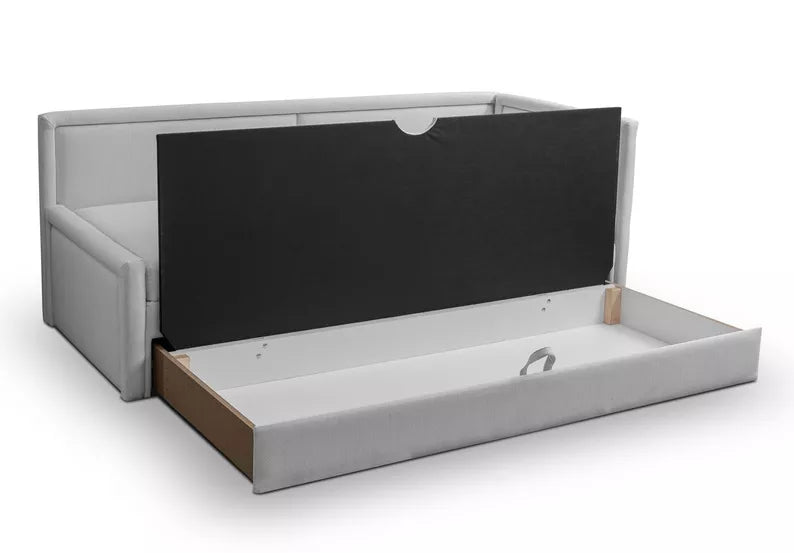 RILI Jauniešu gulta ar konteineru, gaiši pelēka, universāla bize - N1 Home