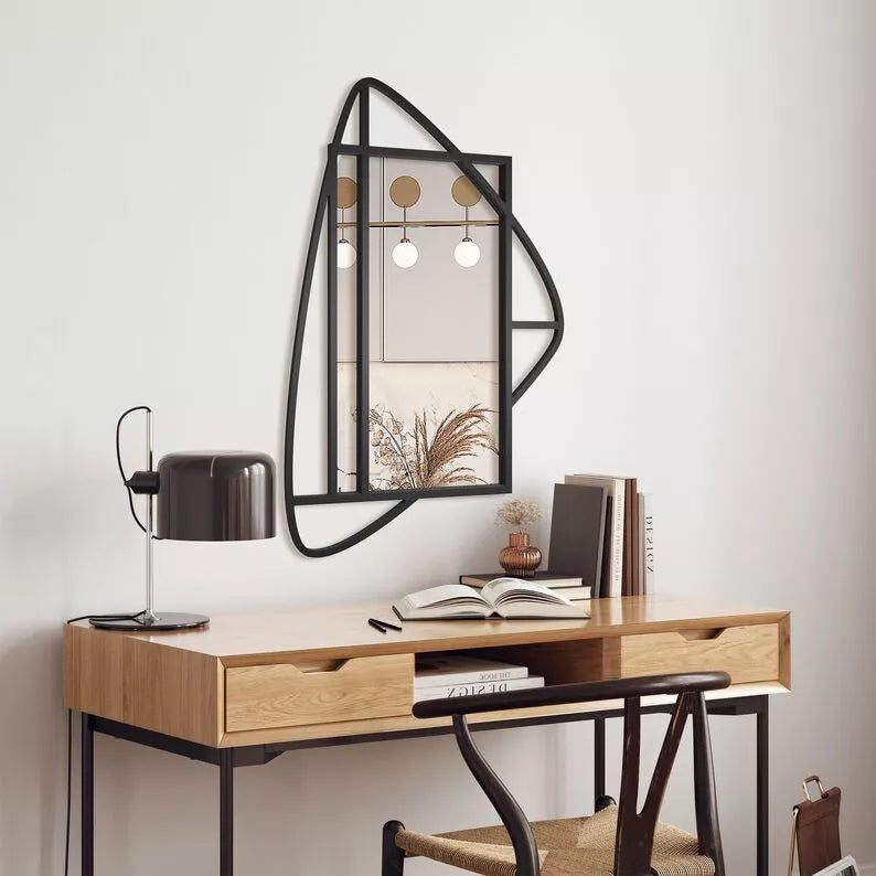 LUCME Sienas spogulis 95x69 cm melnā rāmī - N1 Home