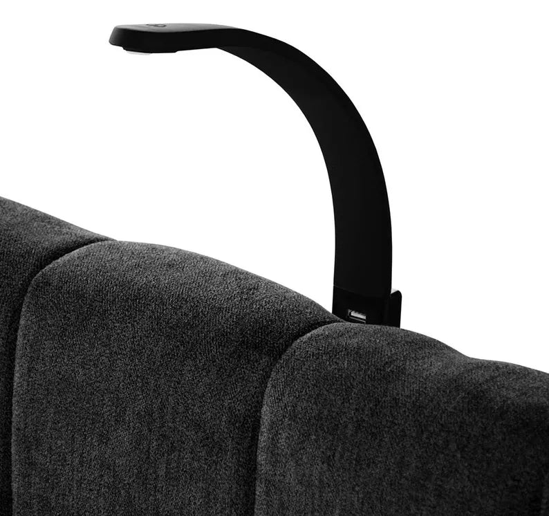 NUNA Kontinentālā gulta 140/160/180x200 cm ar matraci, glabātuvi un LED apgaismojumu, melns samts - N1 Home