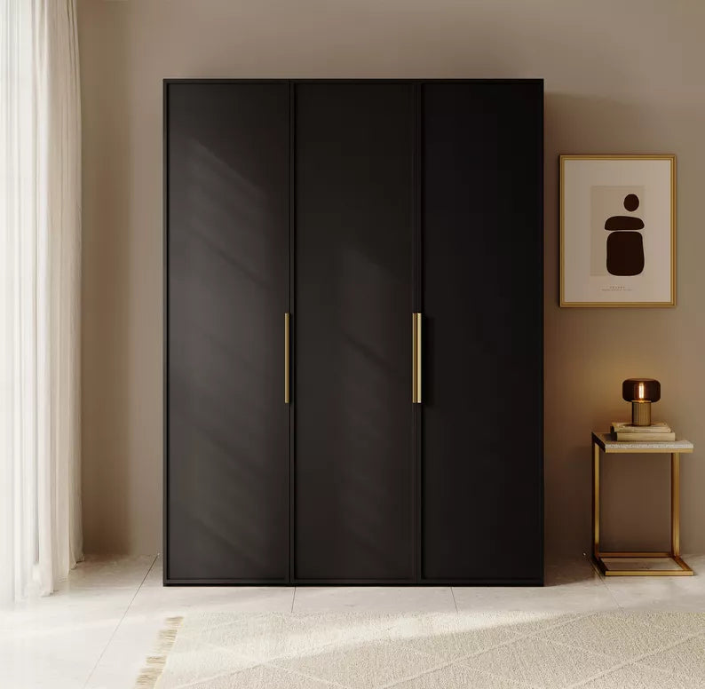 MEFRA Trīsdurvju skapis 150 cm, melns - N1 Home