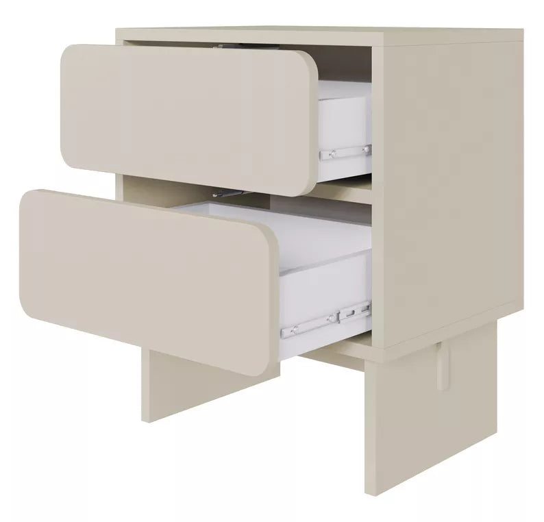 WEWE Naktsskapītis ar divām atvilktnēm, 50 cm, pelēki bēšs - N1 Home