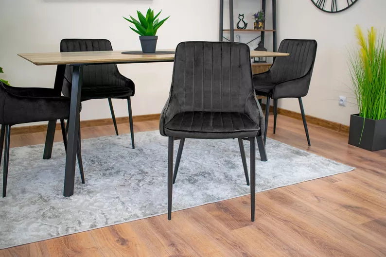 ZAMON Polsterēts krēsls no melna samta - N1 Home