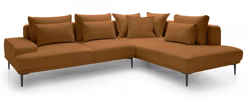 SITOME L-formas dīvāns ar gulēšanas funkciju, brūns samts, melnas kājas, kreisa/laba puse - N1 Home