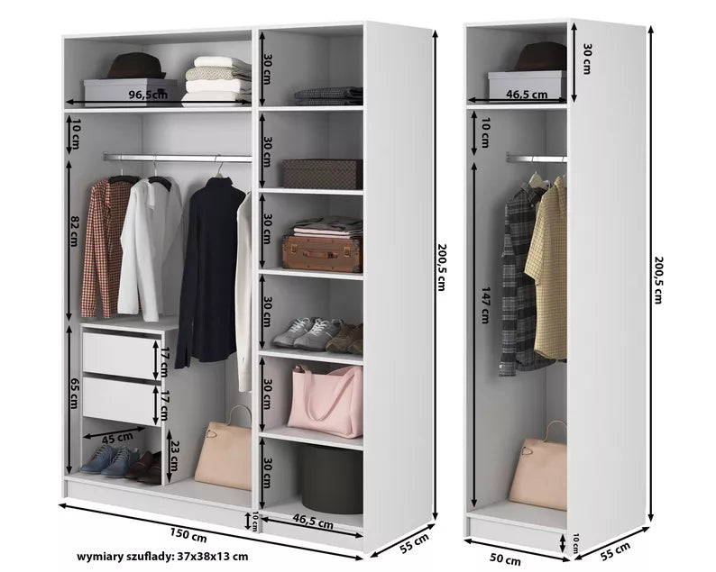 MEFRA Četrdurvju skapis 200 cm, melns - N1 Home