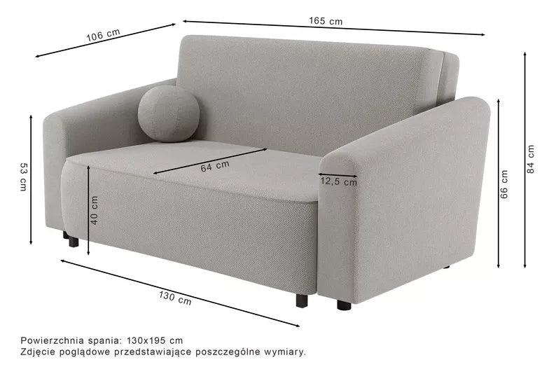 VIOSTE Divvietīgs dīvāns, 130 cm, ar glabātuvi, tumši pelēks hidrofobs šenils - N1 Home