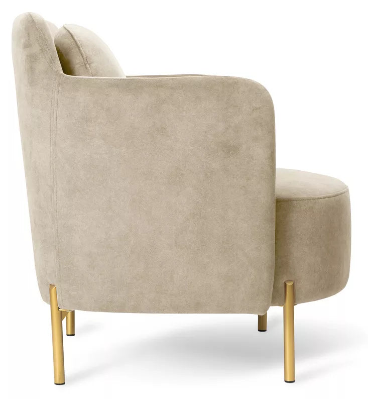 VENESE Kausa krēsls, bēšā krāsā, viegli tīrāms samts ar zeltainām kājām - N1 Home