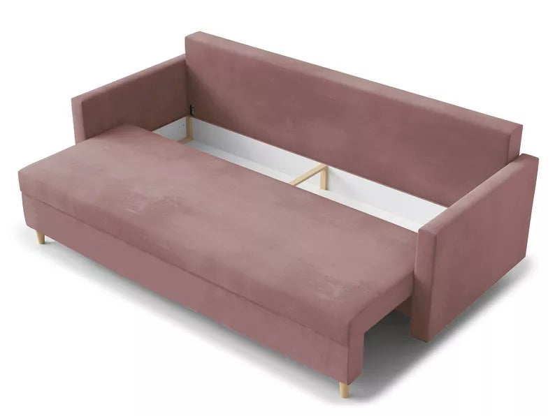 LUTTO Dīvāns ar glabātuvi, izvelkamais, rozā samts - N1 Home
