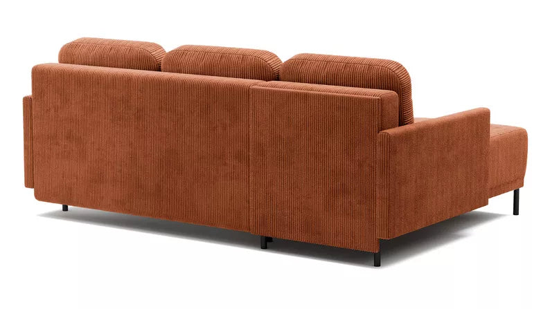 NOMIEL L-formas izvelkamais stūra dīvāns ar konteineru, universāls vara velvets - N1 Home