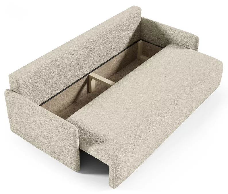 GOVE Dīvāns-gulta ar glabātuvii, bēšs boucle - N1 Home