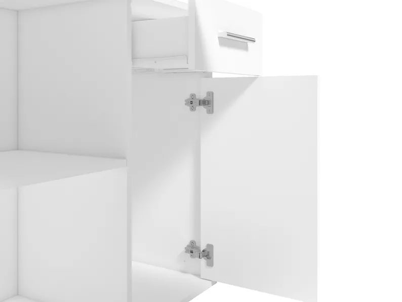 GINBE Stūra rakstāmgalds ar atvilktni un plauktiem, 130x93 cm, balts - N1 Home