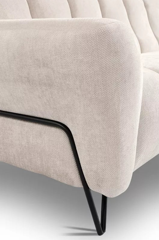 LAREVO Trīsvietīgs dīvāns, krēmkrāsas šenila - N1 Home