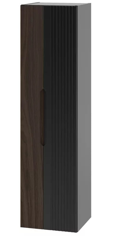 VELAV Vannas istabas komplekts ar izlietnēm uz galda un skapis 155 cm, rievotas fasādes, matēts melns / riekstkoks - N1 Home