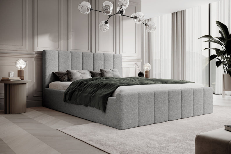 ROMA Mīkstā gulta 140/160/180x200 cm, ar konteineru, pelēka - N1 Home