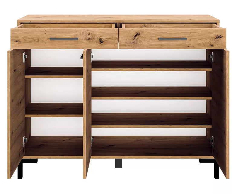 LARTI Apavu skapis 120 cm ar divām atvilktnēm, amatnieka ozols - N1 Home