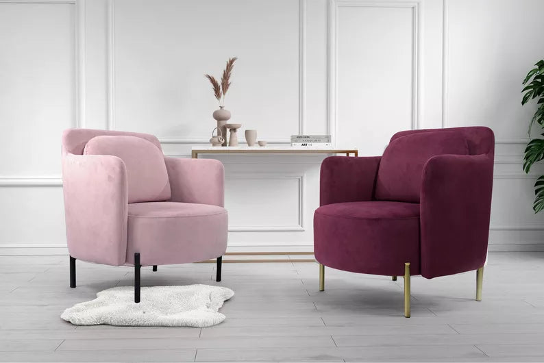 VENESE Kausa krēsls, bordo, viegli tīrāms samts, ar zelta kājām - N1 Home