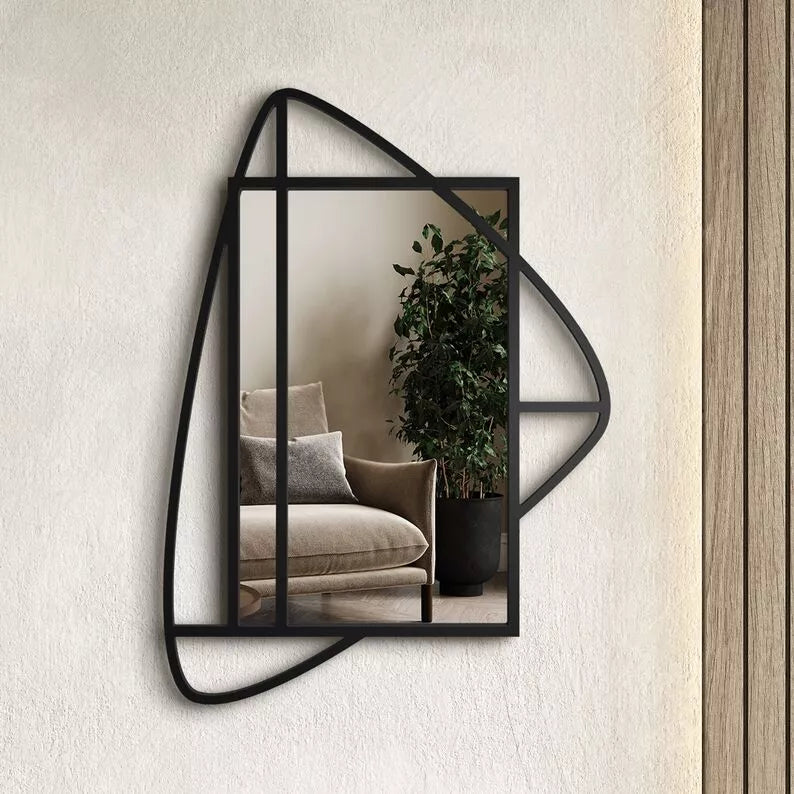 LUCME Sienas spogulis 95x69 cm melnā rāmī - N1 Home