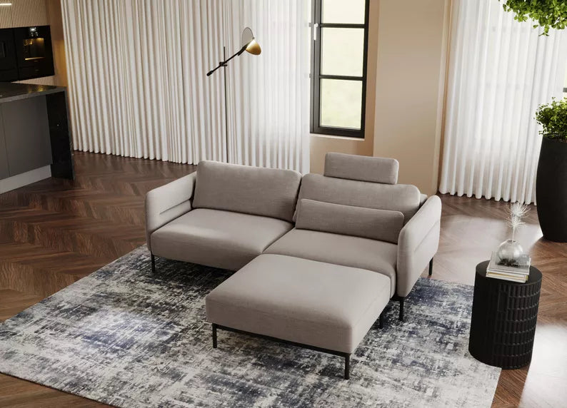 NEROSOLIA Pufs, pelēka un bēša bize - N1 Home