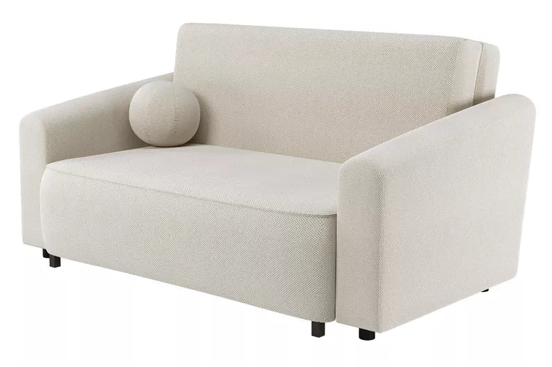 VIOSTE Divvietīgs dīvāns, 130 cm, ar glabātuvi, krēmkrāsas hidrofobs šenils - N1 Home