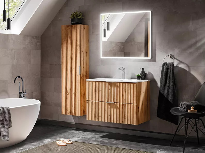 MIRNIT Vannas istabas statnis, 35 cm, piekarināms, ozola līstes - N1 Home