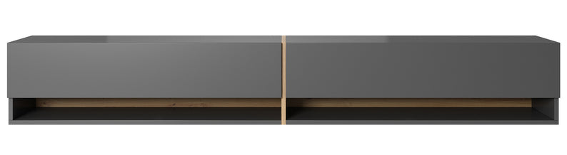 RGO TV skapis, 200 cm, grafīts ar amatnieka ozola ieliktņiem - N1 Home