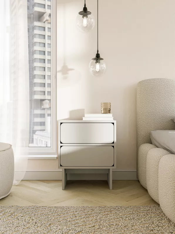 WEWE Naktsskapītis ar divām atvilktnēm, 50 cm, pelēki bēšs - N1 Home