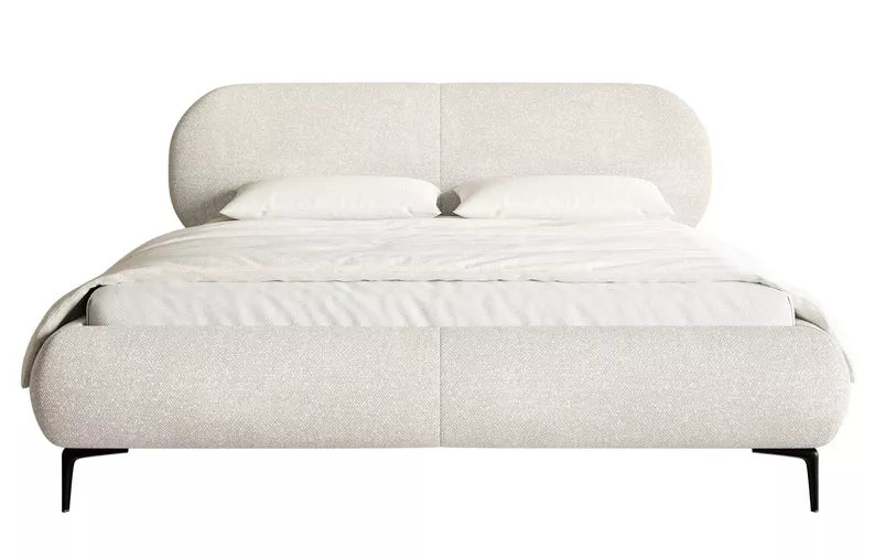 VALEO Polsterēta gulta 140/160/180x200 cm, krēmkrāsas šenila, melnas kājas - N1 Home